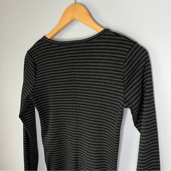 HATCH The Ruthie Long Sleeve Charcoal Heather Black Stripe Bodysuit Sz 2/M NWT - Picture 14 of 16